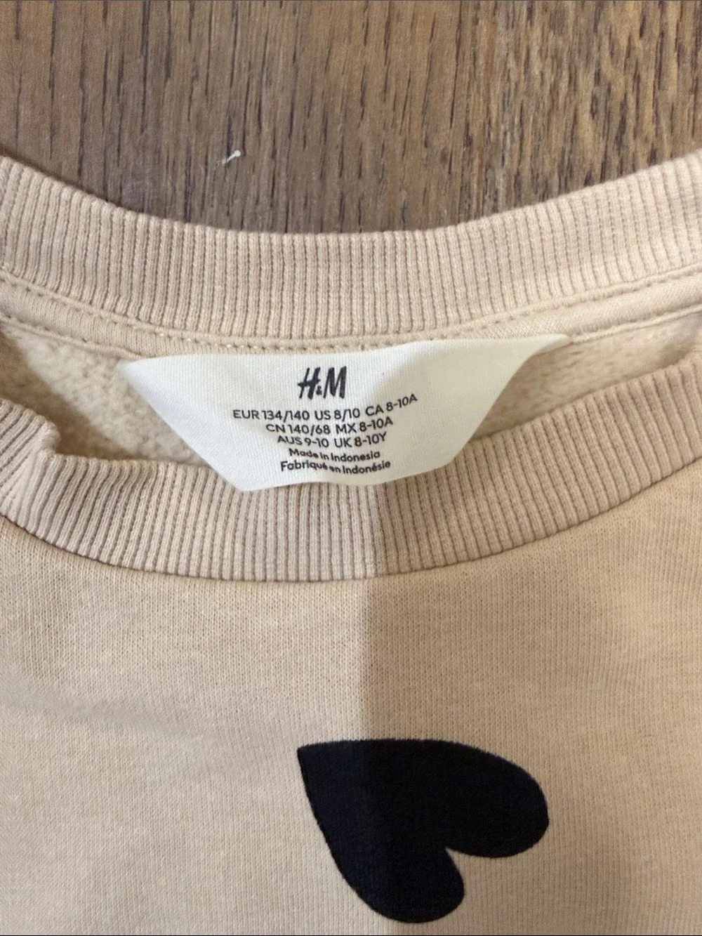 H&M Beige/ black Heart Print matching set